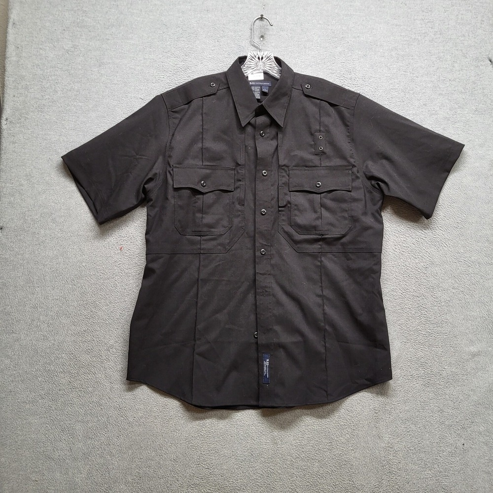 5.11 Tactical Men Button Up Shirt‎ Large Black Class A Flex Tac Wool Blend Work